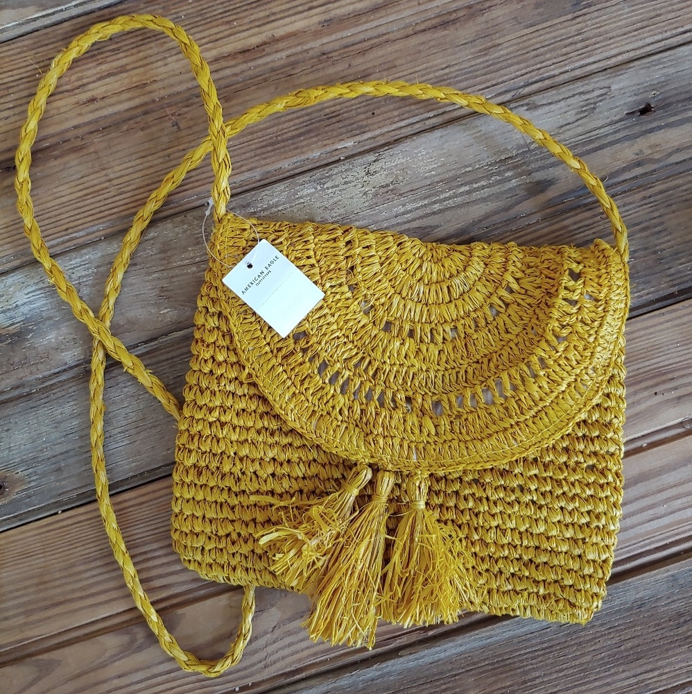 NWT American Eagle Straw Crossbody Bag